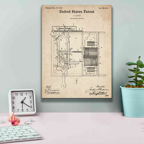 Image of 'Dish Washing Machine Blueprint Patent Parchment,' Canvas Wall Art,12 x 16