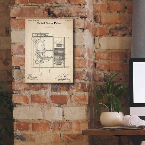 Image of 'Dish Washing Machine Blueprint Patent Parchment,' Canvas Wall Art,12 x 16