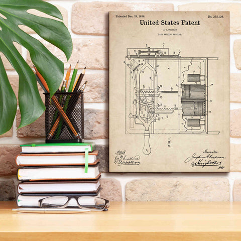 Image of 'Dish Washing Machine Blueprint Patent Parchment,' Canvas Wall Art,12 x 16