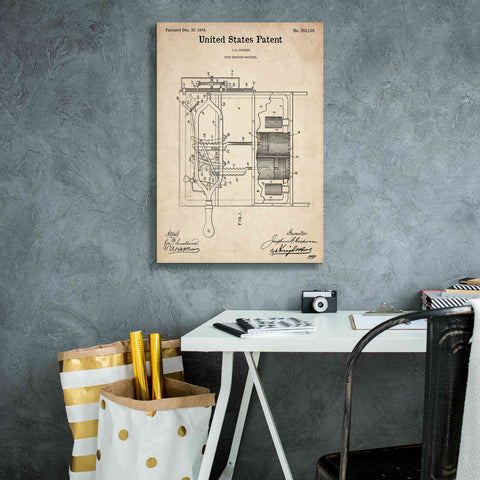 Image of 'Dish Washing Machine Blueprint Patent Parchment,' Canvas Wall Art,18 x 26