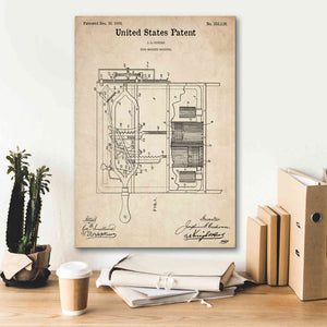 'Dish Washing Machine Blueprint Patent Parchment,' Canvas Wall Art,18 x 26