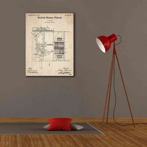 Image of 'Dish Washing Machine Blueprint Patent Parchment,' Canvas Wall Art,26 x 34