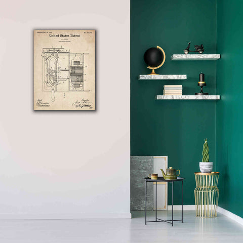 Image of 'Dish Washing Machine Blueprint Patent Parchment,' Canvas Wall Art,26 x 34