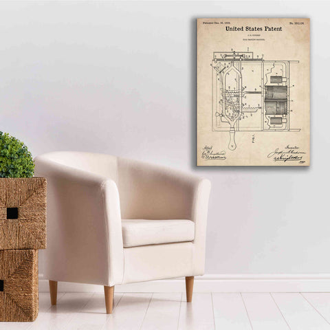 Image of 'Dish Washing Machine Blueprint Patent Parchment,' Canvas Wall Art,26 x 34