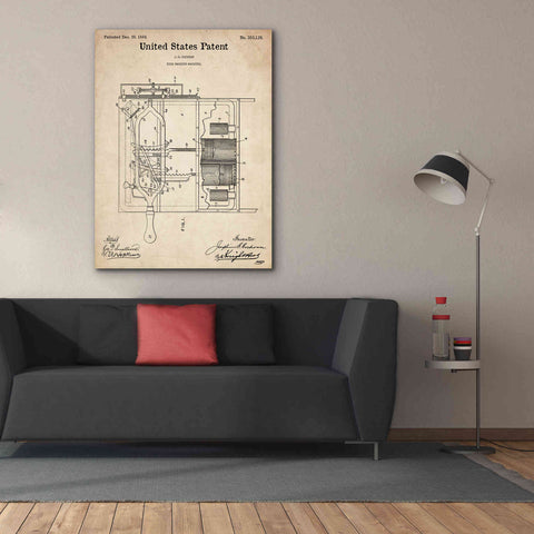 Image of 'Dish Washing Machine Blueprint Patent Parchment,' Canvas Wall Art,40 x 54