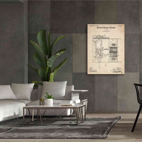 Image of 'Dish Washing Machine Blueprint Patent Parchment,' Canvas Wall Art,40 x 54