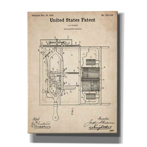 'Dish Washing Machine Blueprint Patent Parchment,' Canvas Wall Art,12x16x1.1x0,18x26x1.1x0,26x34x1.74x0,40x54x1.74x0