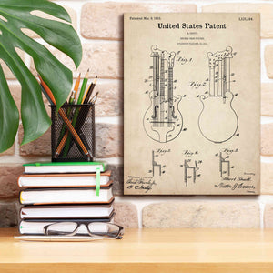 'Double Bass Guitar Blueprint Patent Parchment,' Canvas Wall Art,12 x 16