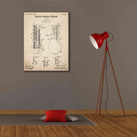 Image of 'Double Bass Guitar Blueprint Patent Parchment,' Canvas Wall Art,26 x 34