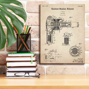 'Hair Dryer Blueprint Patent Parchment,' Canvas Wall Art,12 x 16