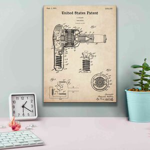 'Hair Dryer Blueprint Patent Parchment,' Canvas Wall Art,12 x 16