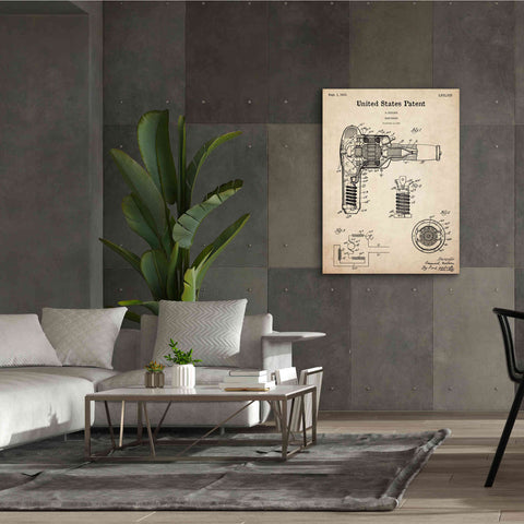 Image of 'Hair Dryer Blueprint Patent Parchment,' Canvas Wall Art,40 x 54