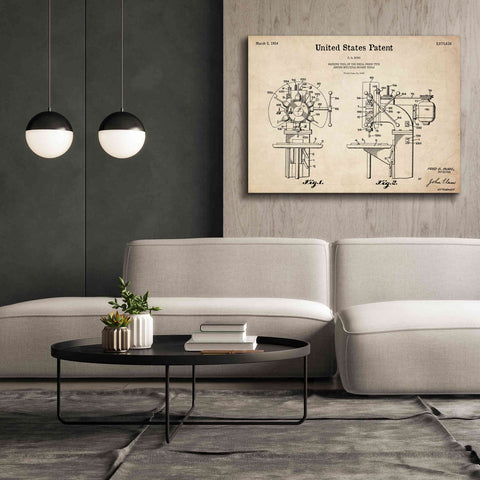 Image of 'Drill Press Blueprint Patent Parchment,' Canvas Wall Art,54 x 40