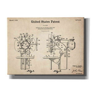 'Drill Press Blueprint Patent Parchment,' Canvas Wall Art,16x12x1.1x0,26x18x1.1x0,34x26x1.74x0,54x40x1.74x0