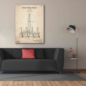 'Drilling Rig Blueprint Patent Parchment,' Canvas Wall Art,40 x 54