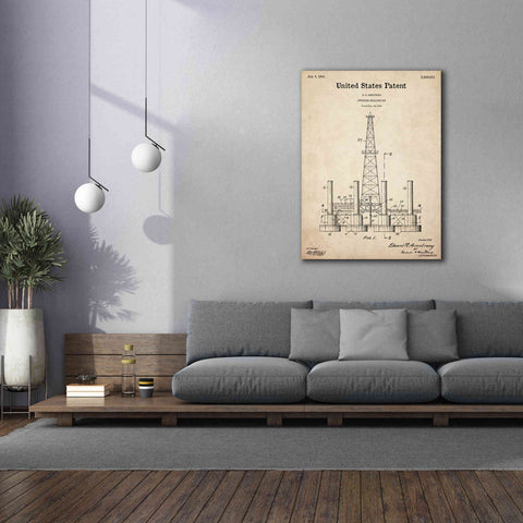 Image of 'Drilling Rig Blueprint Patent Parchment,' Canvas Wall Art,40 x 54