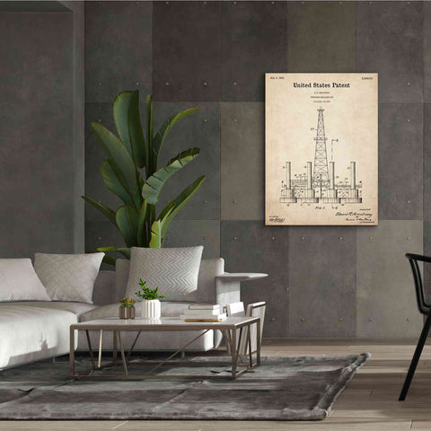 Image of 'Drilling Rig Blueprint Patent Parchment,' Canvas Wall Art,40 x 54