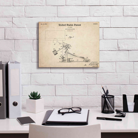 Image of 'Drum Beating Mechanism Blueprint Patent Parchment,' Canvas Wall Art,16 x 12