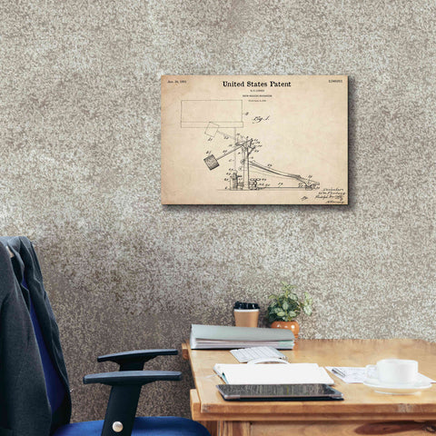 Image of 'Drum Beating Mechanism Blueprint Patent Parchment,' Canvas Wall Art,26 x 18