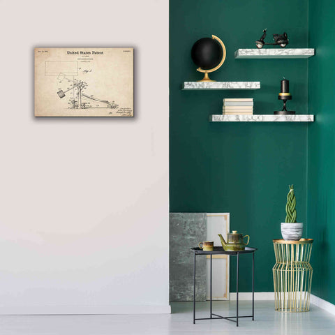 Image of 'Drum Beating Mechanism Blueprint Patent Parchment,' Canvas Wall Art,26 x 18