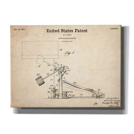 'Drum Beating Mechanism Blueprint Patent Parchment,' Canvas Wall Art,16x12x1.1x0,26x18x1.1x0,34x26x1.74x0,54x40x1.74x0