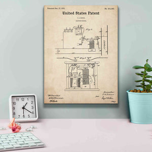 'Edison Electric Meter Blueprint Patent Parchment,' Canvas Wall Art,12 x 16