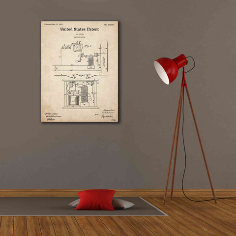 Image of 'Edison Electric Meter Blueprint Patent Parchment,' Canvas Wall Art,26 x 34