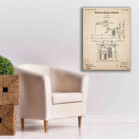 Image of 'Edison Electric Meter Blueprint Patent Parchment,' Canvas Wall Art,26 x 34