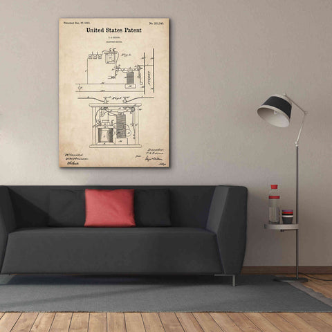 Image of 'Edison Electric Meter Blueprint Patent Parchment,' Canvas Wall Art,40 x 54