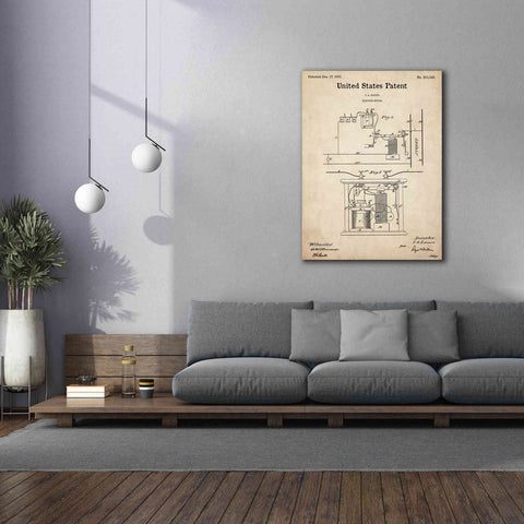 Image of 'Edison Electric Meter Blueprint Patent Parchment,' Canvas Wall Art,40 x 54