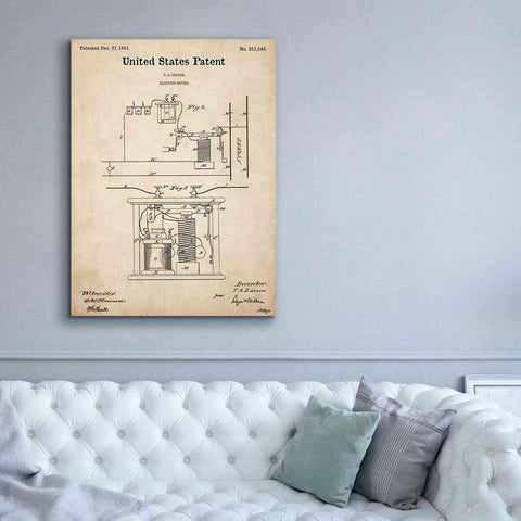 Image of 'Edison Electric Meter Blueprint Patent Parchment,' Canvas Wall Art,40 x 54