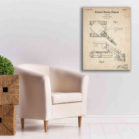 Image of 'Pull Shovel Excavator Blueprint Patent Parchment,' Canvas Wall Art,26 x 34