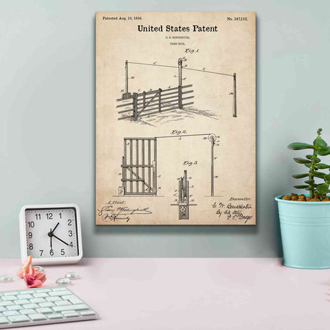 Image of 'Farm Gate Blueprint Patent Parchment,' Canvas Wall Art,12 x 16