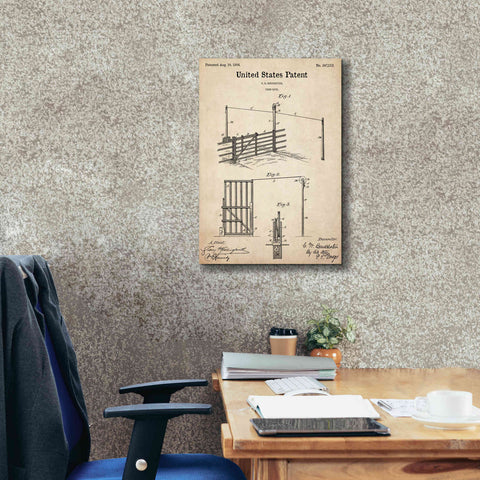 Image of 'Farm Gate Blueprint Patent Parchment,' Canvas Wall Art,18 x 26