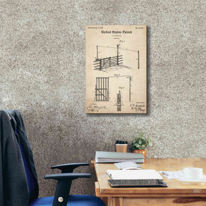 'Farm Gate Blueprint Patent Parchment,' Canvas Wall Art,18 x 26