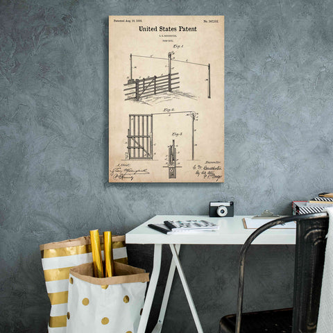 Image of 'Farm Gate Blueprint Patent Parchment,' Canvas Wall Art,18 x 26