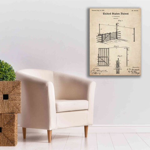 Image of 'Farm Gate Blueprint Patent Parchment,' Canvas Wall Art,26 x 34