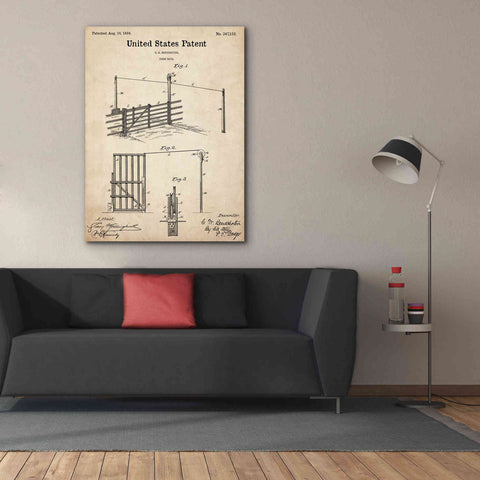 Image of 'Farm Gate Blueprint Patent Parchment,' Canvas Wall Art,40 x 54