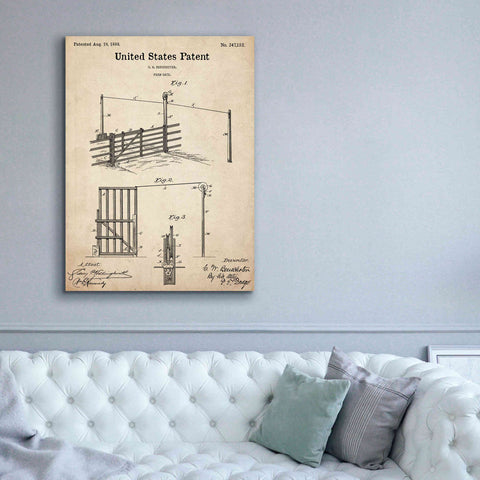 Image of 'Farm Gate Blueprint Patent Parchment,' Canvas Wall Art,40 x 54