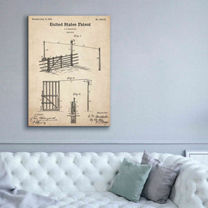 'Farm Gate Blueprint Patent Parchment,' Canvas Wall Art,40 x 54