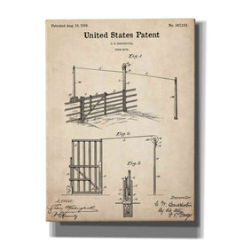 'Farm Gate Blueprint Patent Parchment,' Canvas Wall Art,12x16x1.1x0,18x26x1.1x0,26x34x1.74x0,40x54x1.74x0