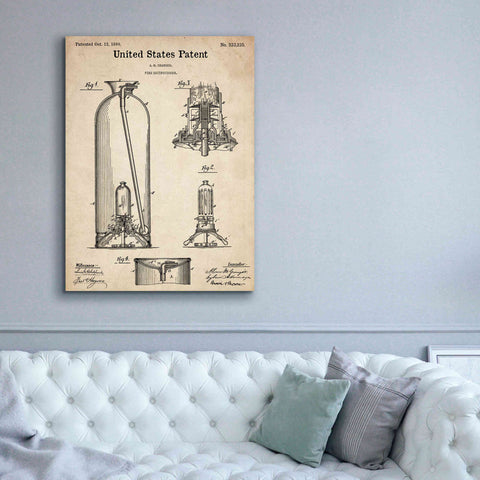 Image of 'Fire Extinguisher Blueprint Patent Parchment,' Canvas Wall Art,40 x 54