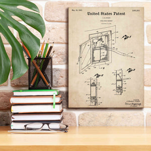 'Fire Hose Cabinet Blueprint Patent Parchment,' Canvas Wall Art,12 x 16