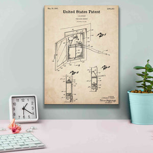 'Fire Hose Cabinet Blueprint Patent Parchment,' Canvas Wall Art,12 x 16