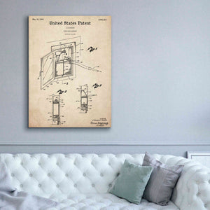 'Fire Hose Cabinet Blueprint Patent Parchment,' Canvas Wall Art,40 x 54