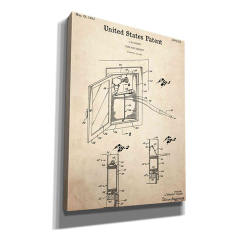 Image of 'Fire Hose Cabinet Blueprint Patent Parchment,' Canvas Wall Art,12x16x1.1x0,18x26x1.1x0,26x34x1.74x0,40x54x1.74x0