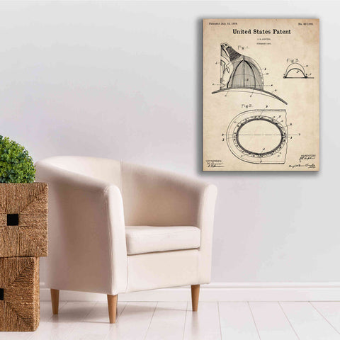 Image of 'Fireman's Hat Blueprint Patent Parchment,' Canvas Wall Art,26 x 34