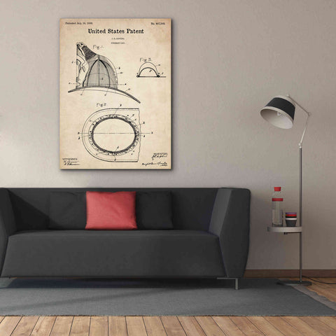 Image of 'Fireman's Hat Blueprint Patent Parchment,' Canvas Wall Art,40 x 54