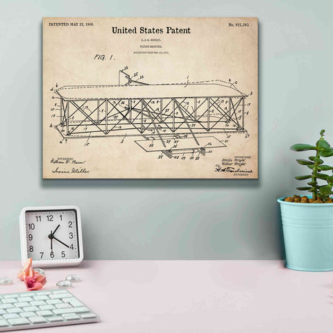 Image of 'Wright Bros. Flying Machine Blueprint Patent Parchment,' Canvas Wall Art,16 x 12