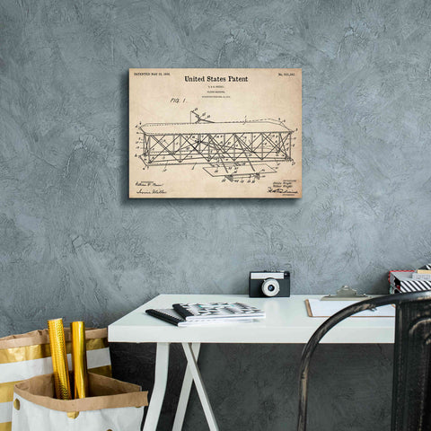 Image of 'Wright Bros. Flying Machine Blueprint Patent Parchment,' Canvas Wall Art,16 x 12